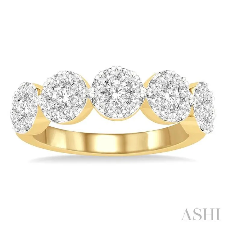 1 ctw 5-Stone Lovebright Round Cut Diamond Ring in 14K Yellow and White Gold