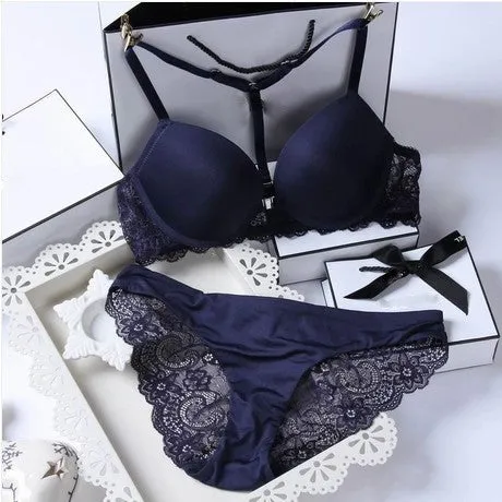 CDJLFH 2016 Intimates New women sexy Y-line straps bra set front closure bra   hollow out Panties Lace Sexy bra set