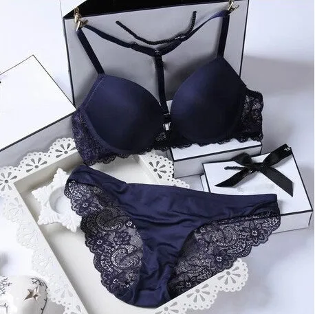 CDJLFH 2016 Intimates New women sexy Y-line straps bra set front closure bra   hollow out Panties Lace Sexy bra set