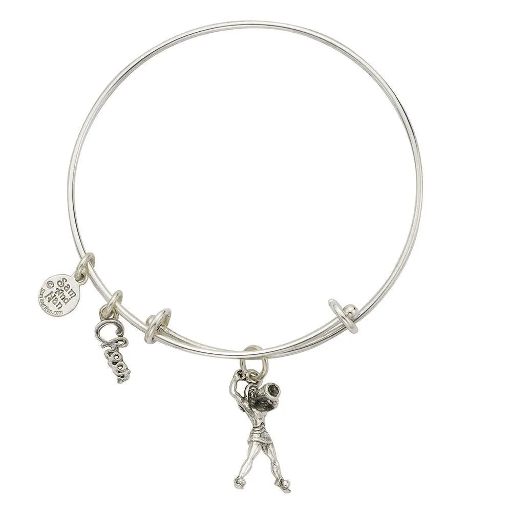 Cheerleader With Megaphone Charm Bangle Bracelet