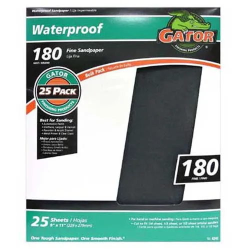 Gator 4242Waterproof Sanding Sheet, 180 Grit, 9" x 11"