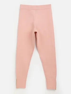 Girls Pink Zipper At Hem Jegging