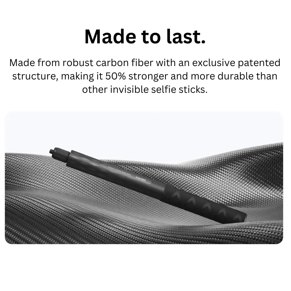 Insta360 100cm Carbon Fiber Invisible Selfie Stick for Action Camera with Extendable Length of 11 to 39.3 Inches CINSAAVV