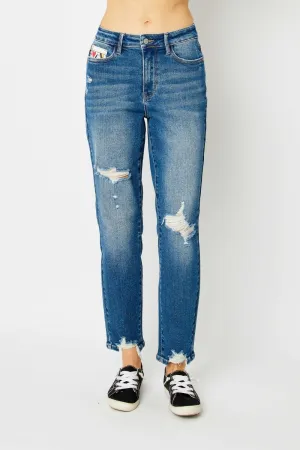 Judy Blue Full Size Distressed Slim Jeans