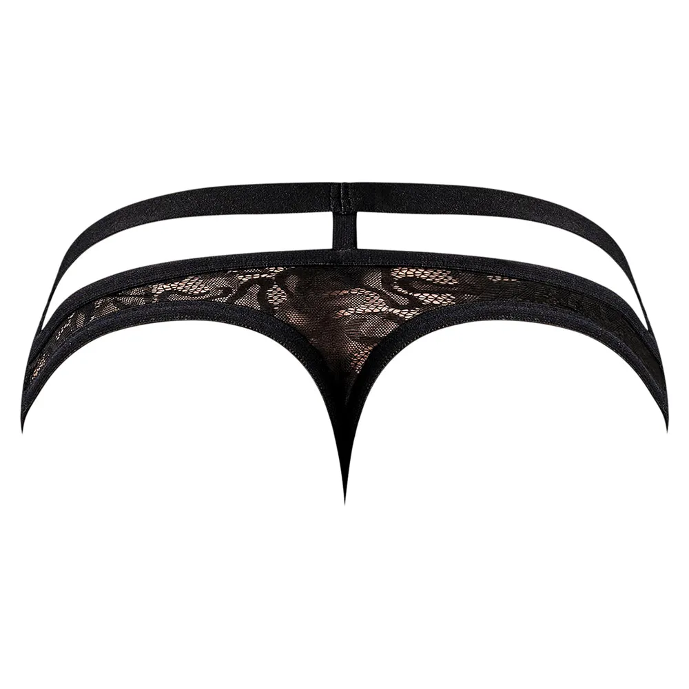 Male Power Lucifer Cut Out Strappy Thong Black L/XL