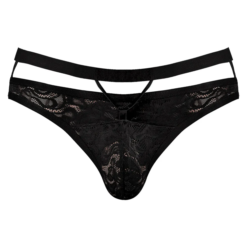 Male Power Lucifer Cut Out Strappy Thong Black L/XL