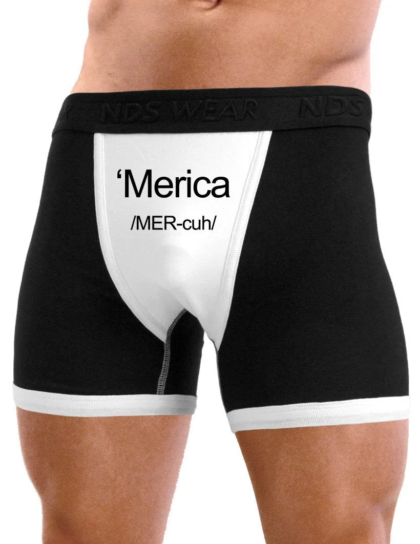 Merica Text Mens Boxer Brief Underwear