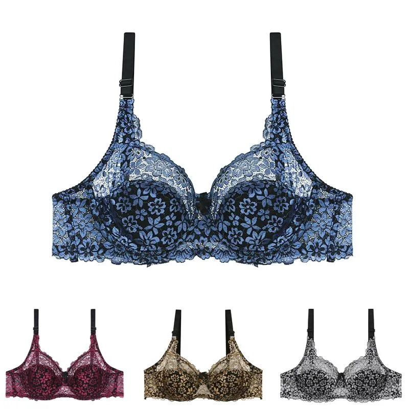 New Arrivals See Through Lace Embroidery Women Bras Sexy Plus Size Underwear Bralette Brassiere