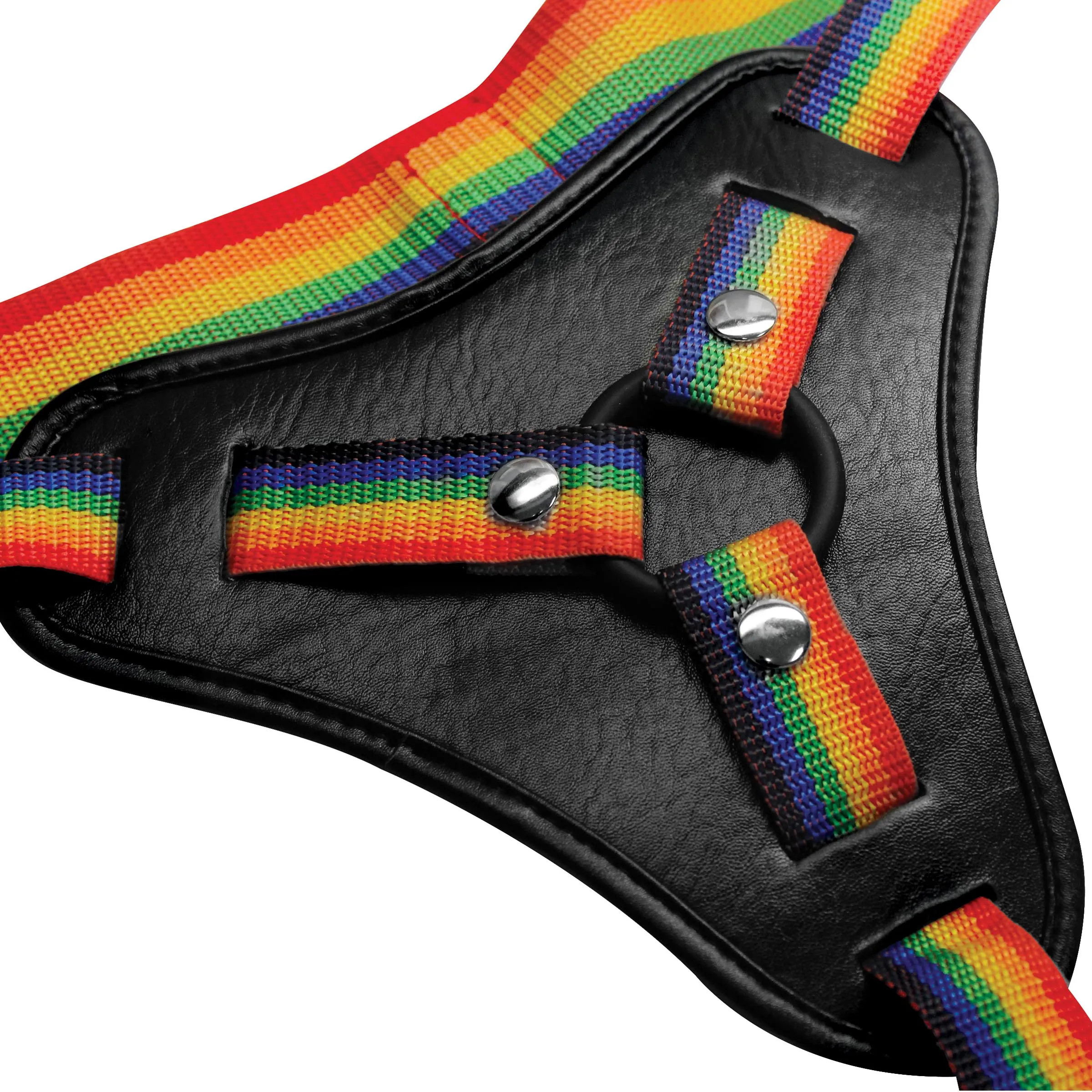 Rainbow Strap On Harness with Silicone O-Rings