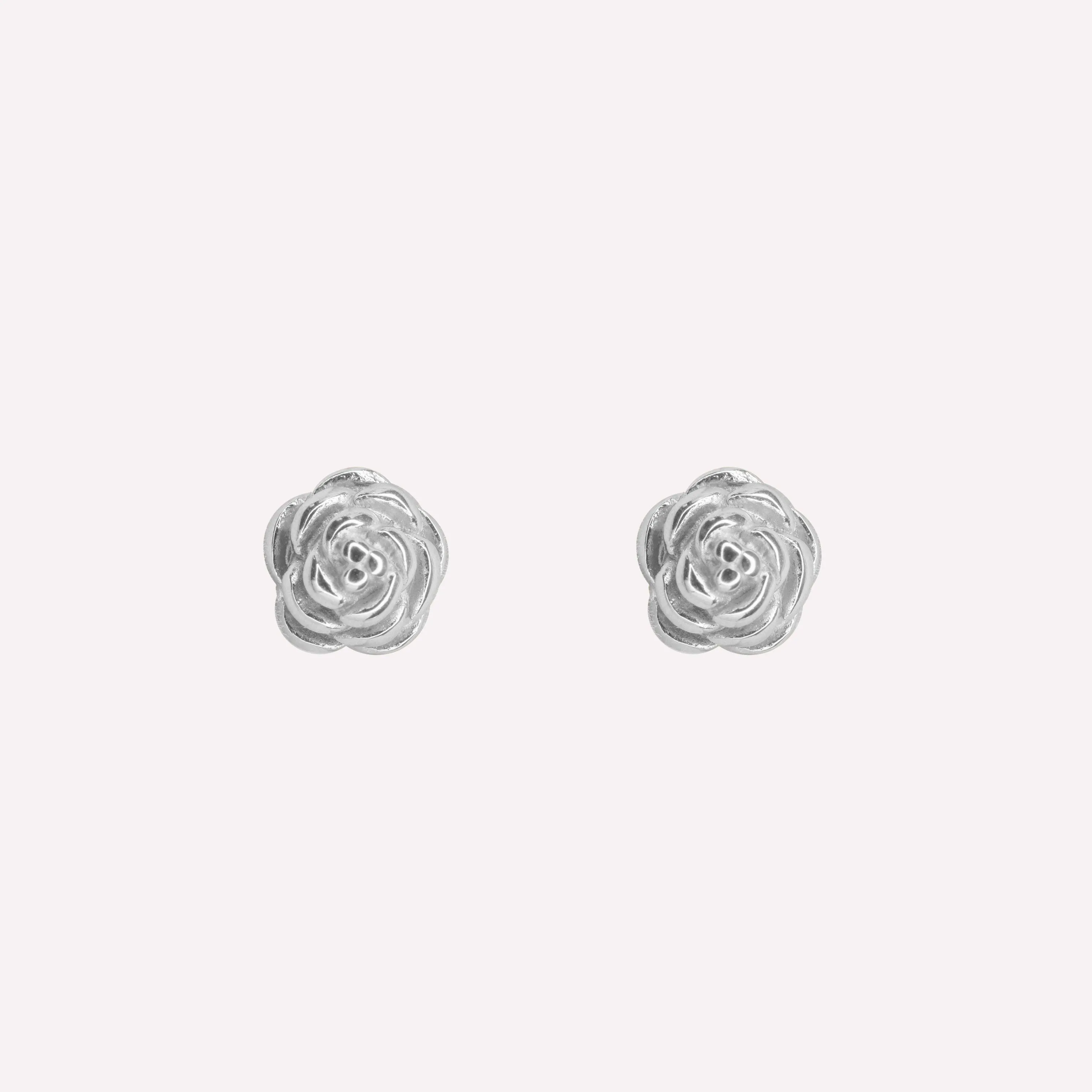 ROSE STUD CLIP-ON EARRINGS IN SILVER