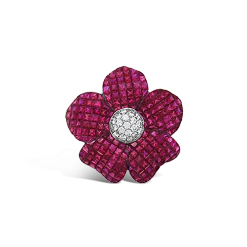 Ruby & Diamond Flower Ring