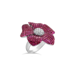 Ruby & Diamond Flower Ring