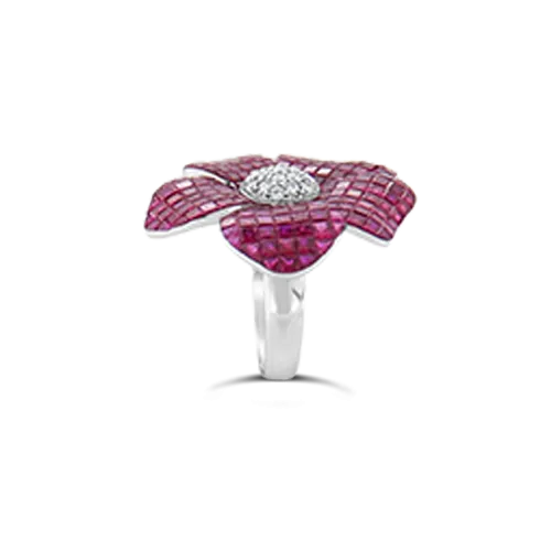 Ruby & Diamond Flower Ring