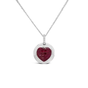 Ruby Heart Pendant with Diamond Accent