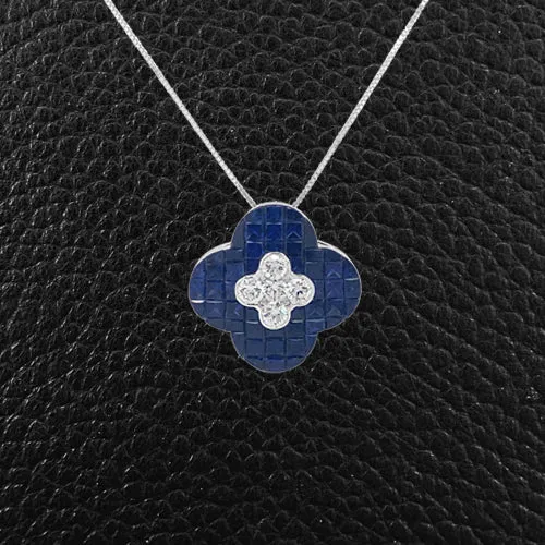 Sapphire & Diamond Clover Pendant