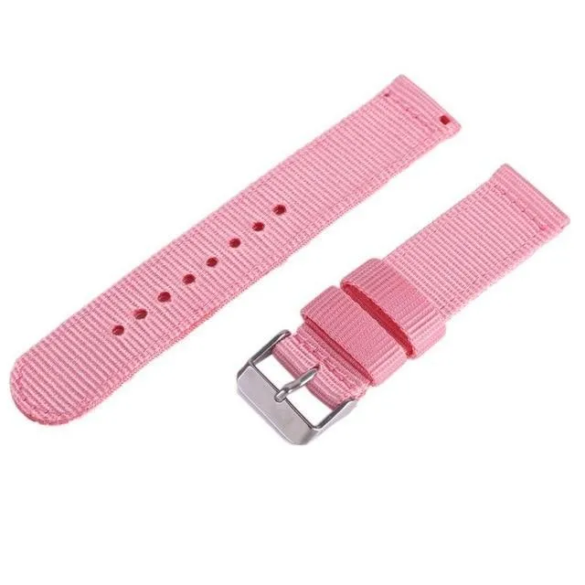 Solid Color Nylon fabric Washable Waterproof Wristband fit Samsung galaxy & active silver Watchband 18/20/22/24mm Watch Strap for Men Women.