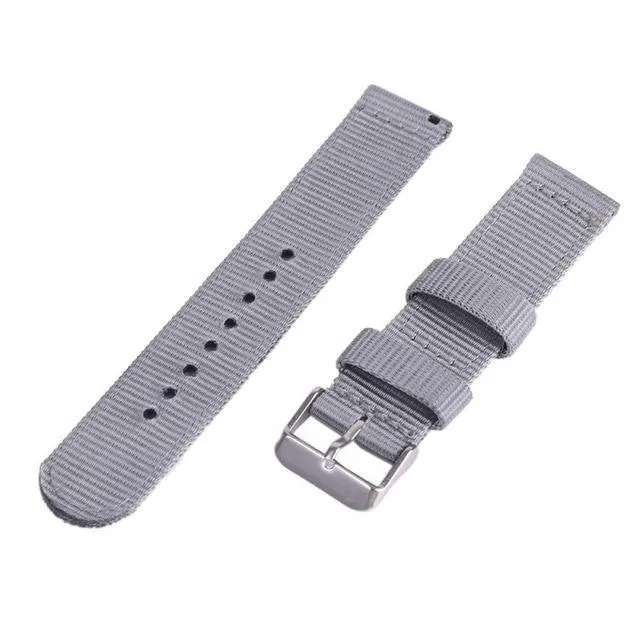 Solid Color Nylon fabric Washable Waterproof Wristband fit Samsung galaxy & active silver Watchband 18/20/22/24mm Watch Strap for Men Women.