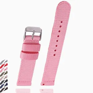 Solid Color Nylon fabric Washable Waterproof Wristband fit Samsung galaxy & active silver Watchband 18/20/22/24mm Watch Strap for Men Women.