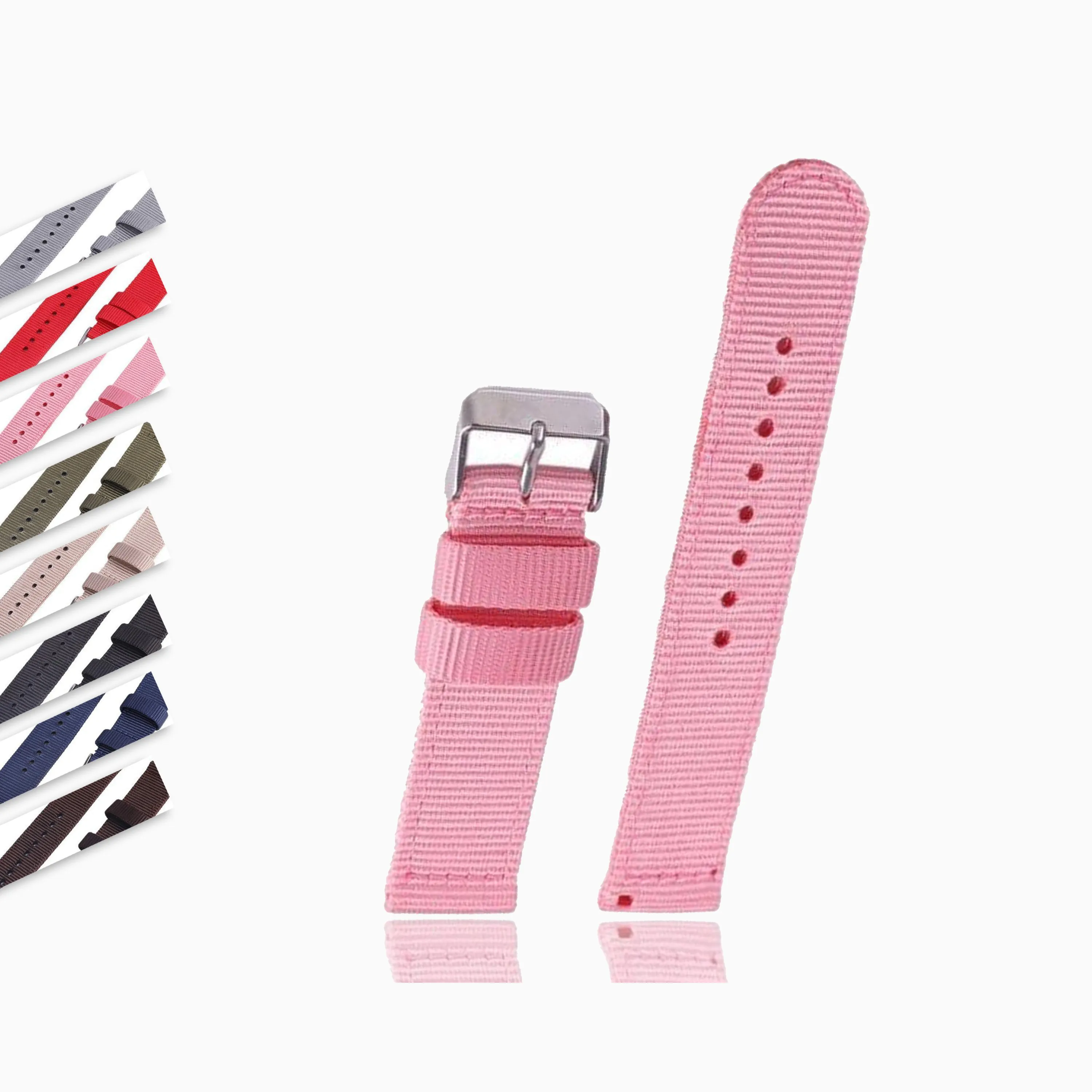 Solid Color Nylon fabric Washable Waterproof Wristband fit Samsung galaxy & active silver Watchband 18/20/22/24mm Watch Strap for Men Women.