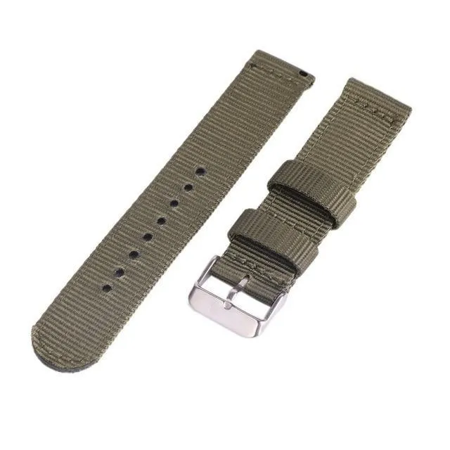 Solid Color Nylon fabric Washable Waterproof Wristband fit Samsung galaxy & active silver Watchband 18/20/22/24mm Watch Strap for Men Women.