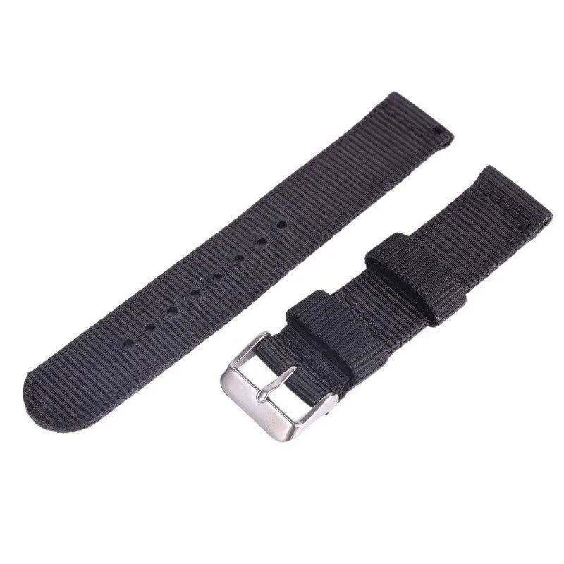 Solid Color Nylon fabric Washable Waterproof Wristband fit Samsung galaxy & active silver Watchband 18/20/22/24mm Watch Strap for Men Women.