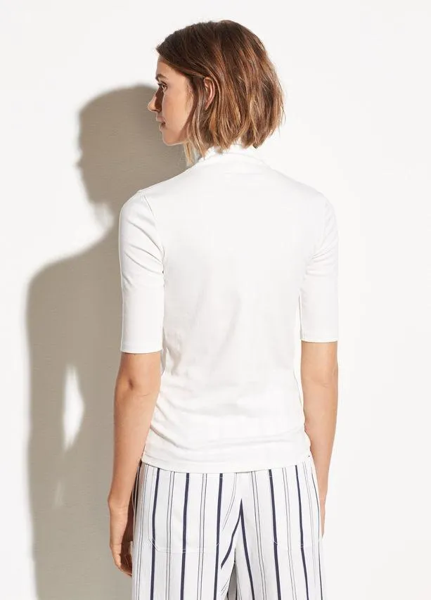 VINCE - Elbow Sleeve Half-Zip Tee in Off White