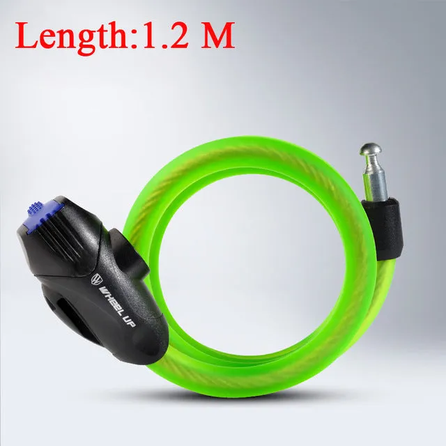 WHEEL UP Bike Cable Lock 1.2m 1.8m Anti-Theft Bike Lock Steel Wire Safe Bicycle Lock MTB Mountain Road Bicycle Steel Lock 2017