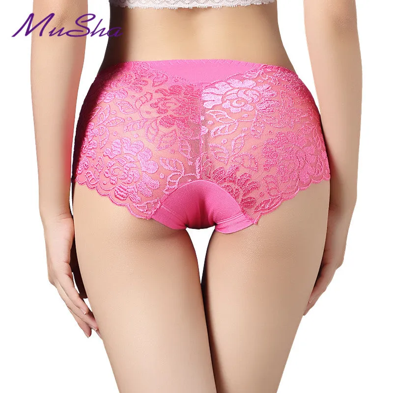 Women underwear briefs sexy women's panties  full transparent lace seamless  plus size string panty underwear women