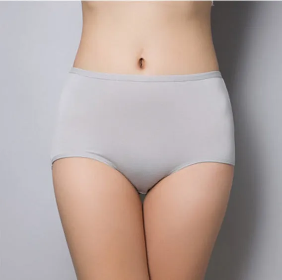 Women's briefs Comfortable and cool bamboo fiber panties pure color classic high waist underwear girl lingerie underpants